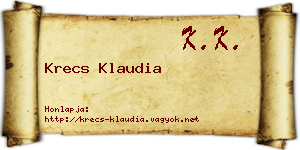 Krecs Klaudia névjegykártya